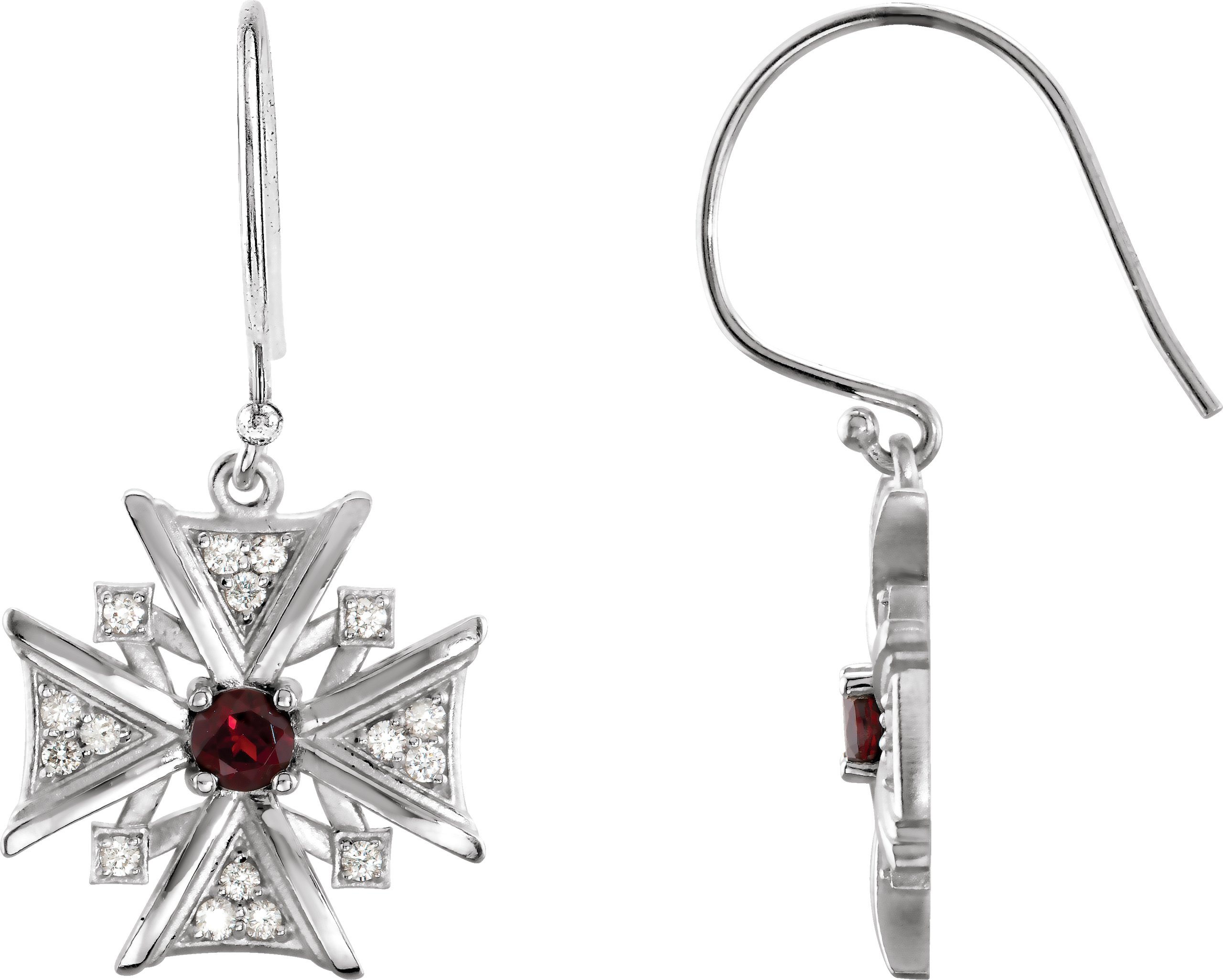 14K White Mozambique Garnet and .33 CTW Diamond Earrings Ref 3422301