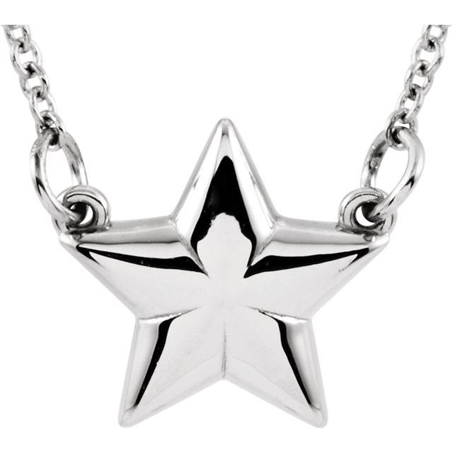 14K White Star 18" Necklace