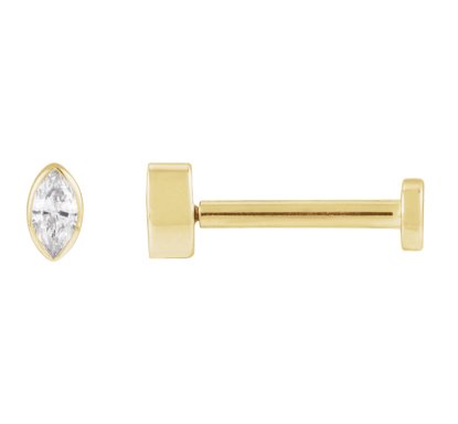 14K Yellow Gold Heart Stud Earrings