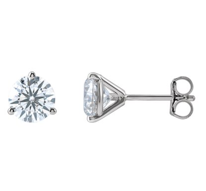 14K White Diamond Studs