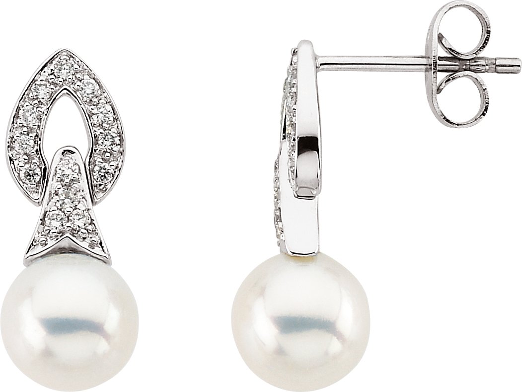 Freshwater Cultured Pearl and Diamond Earrings Ref. 1848823