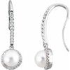 14K White Freshwater Cultured Pearl and .375 CTW Diamond Earrings Ref. 2341194