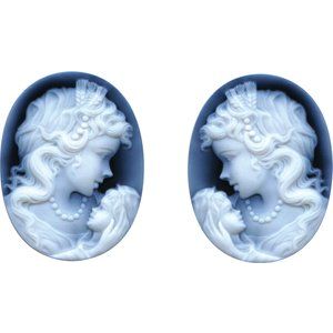 Oval Natural Black Agate Mother & Child Cameo