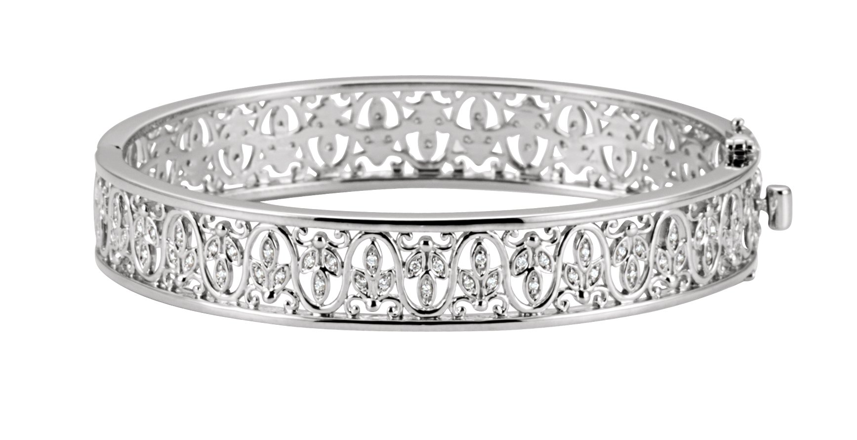 14K White 1/2 CTW Diamond Bangle Bracelet