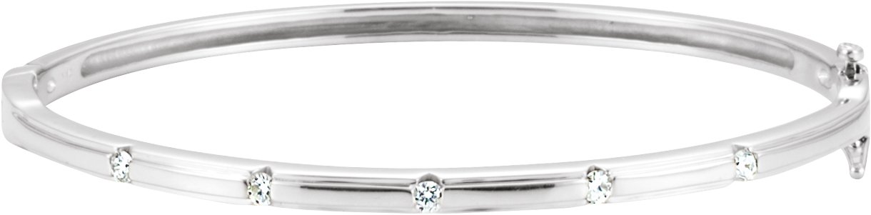 14K White 1/4 CTW Natural Diamond Bangle 6" Bracelet  