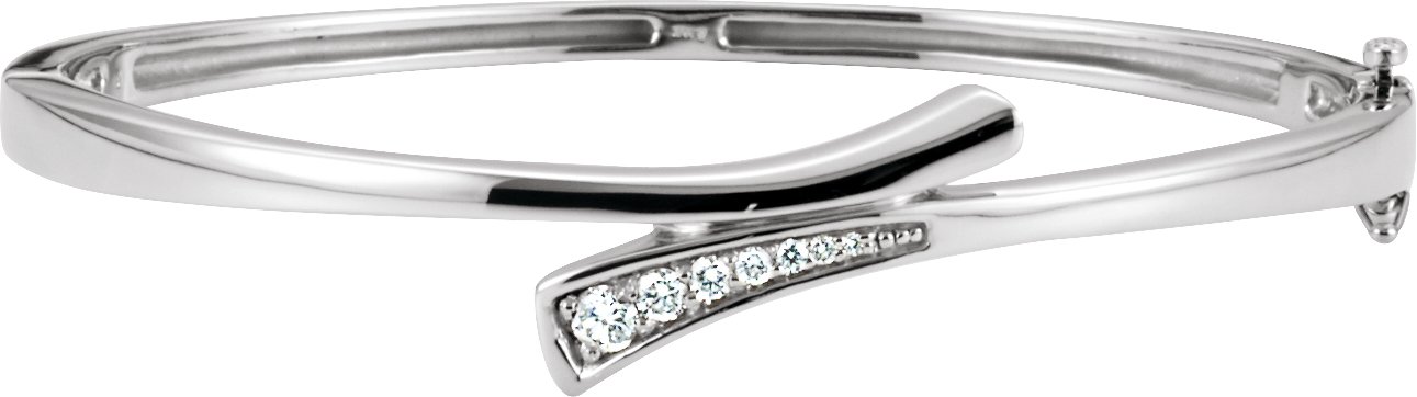 14K White 1/4 CTW Diamond Bangle Bracelet 