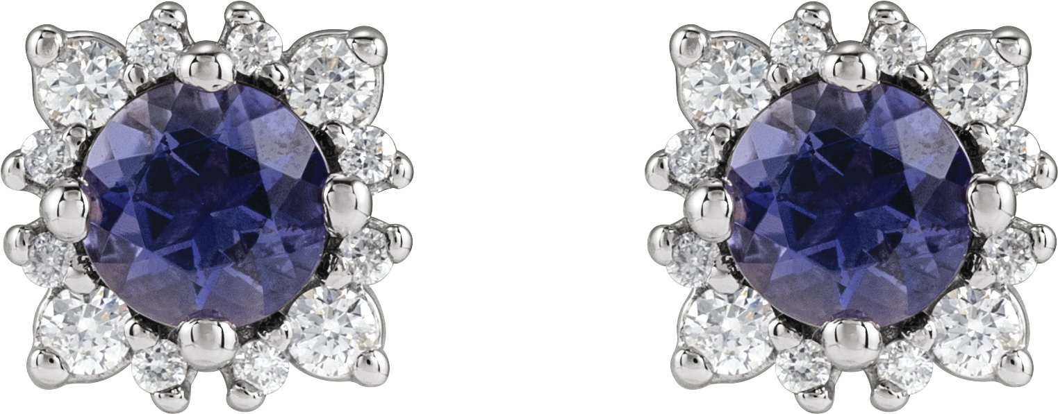 Alternative view of Round 4-Prong Halo-Style Earrings
