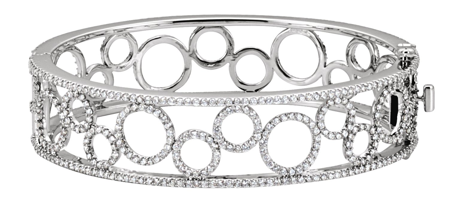 14K White 6 7/8 CTW Diamond Bangle Bracelet