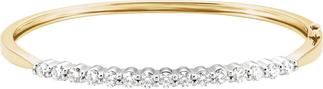 14K Yellow/White 2 1/8 CTW Natural Diamond Bangle 7" Bracelet