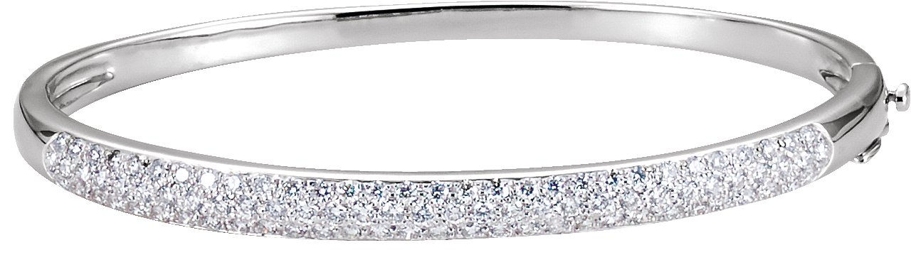 14K White 1 1/2 CTW Diamond Bangle 7