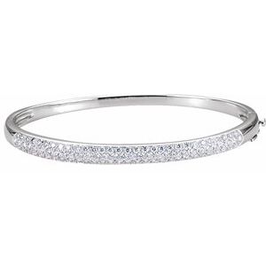 14K White 1 1/2 CTW Natural Diamond Bangle 7 1/2" Bracelet
