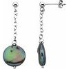 Sterling Silver Freshwater Cultured Black Coin Pearl Earrings Ref. 2396303