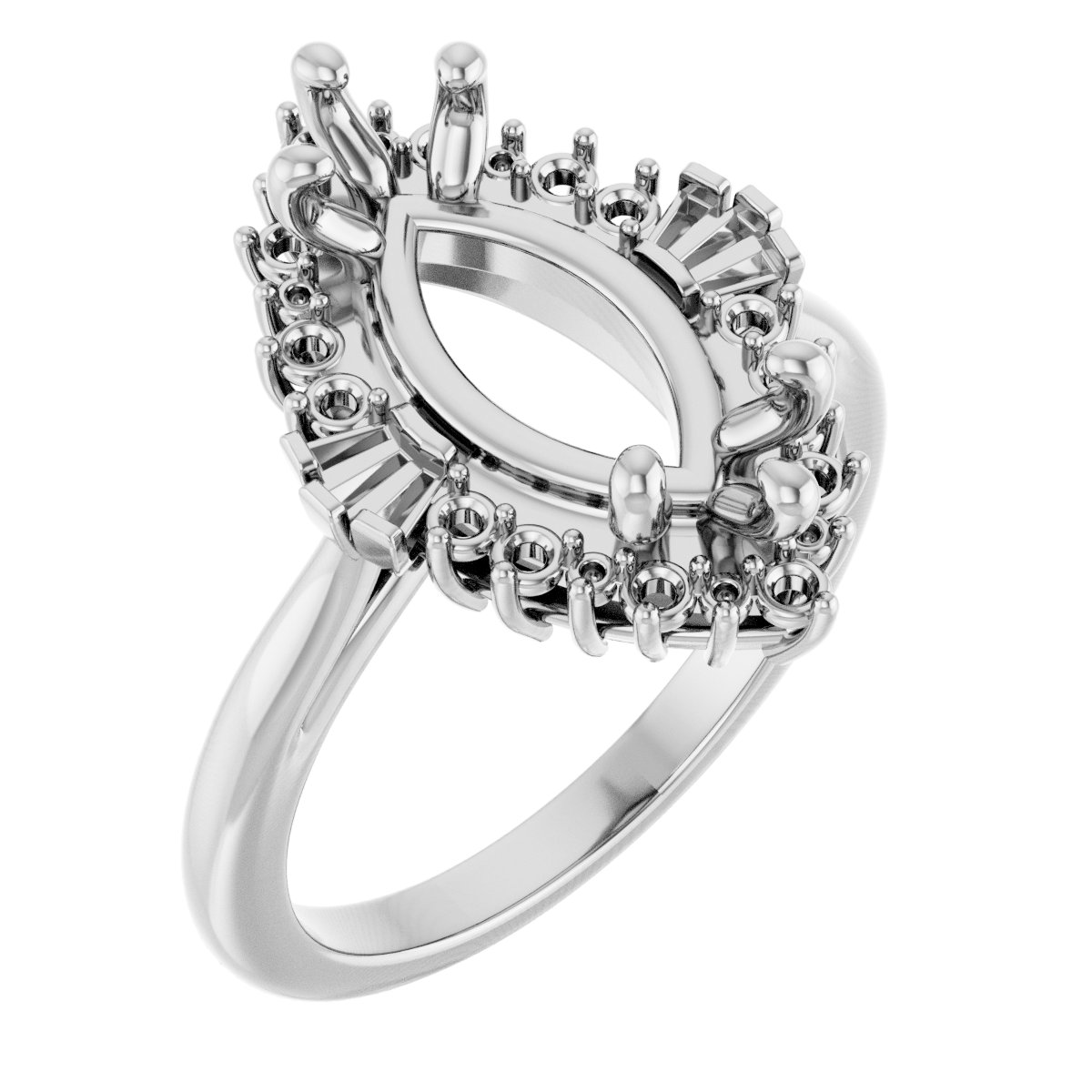 Marquise Halo-Style Engagement Ring Mounting