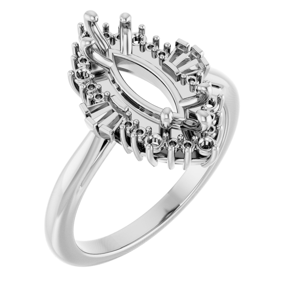 Marquise Halo-Style Engagement Ring Mounting