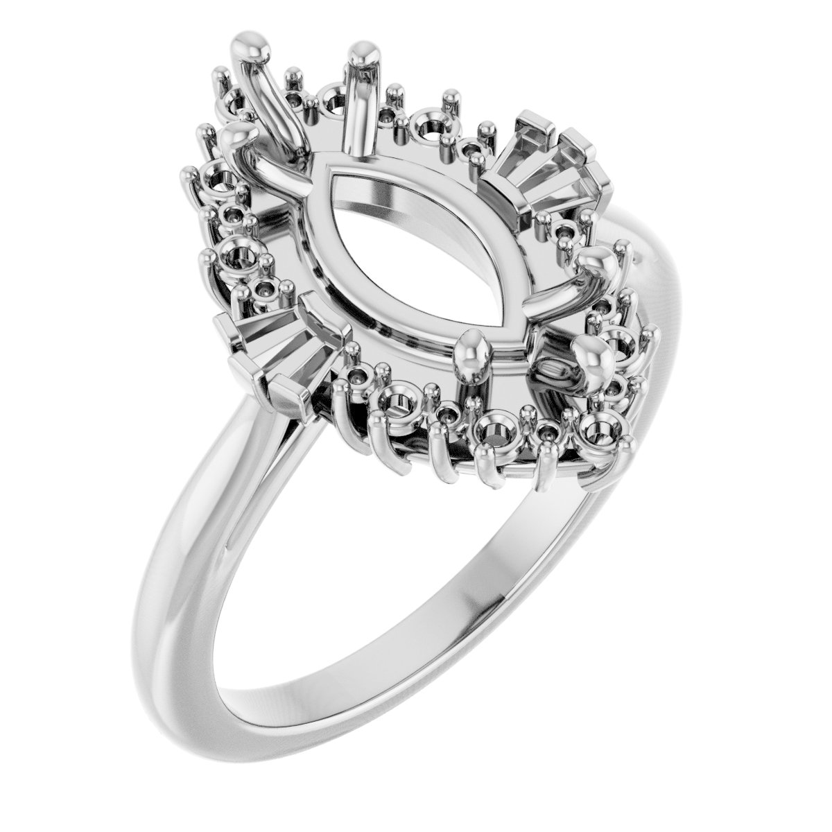 Marquise Halo-Style Engagement Ring Mounting