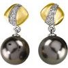 Tahitian Cultured Pearl and Diamond Earrings 11mm .1 CTW Ref 346458