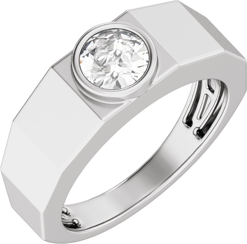 Solitaire Tapered Band - 14K White