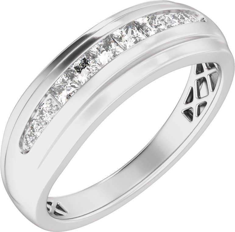 Channel-Set Tapered Band - 14K White