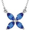 14K Yellow Chatham Created Blue Sapphire 16 inch Necklace Ref 9654872