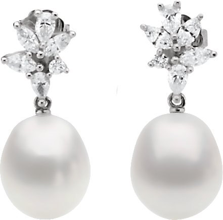 Paspaley Cultered Pearl and Diamond Earrings 11mm 1.25 CTW Ref 421578