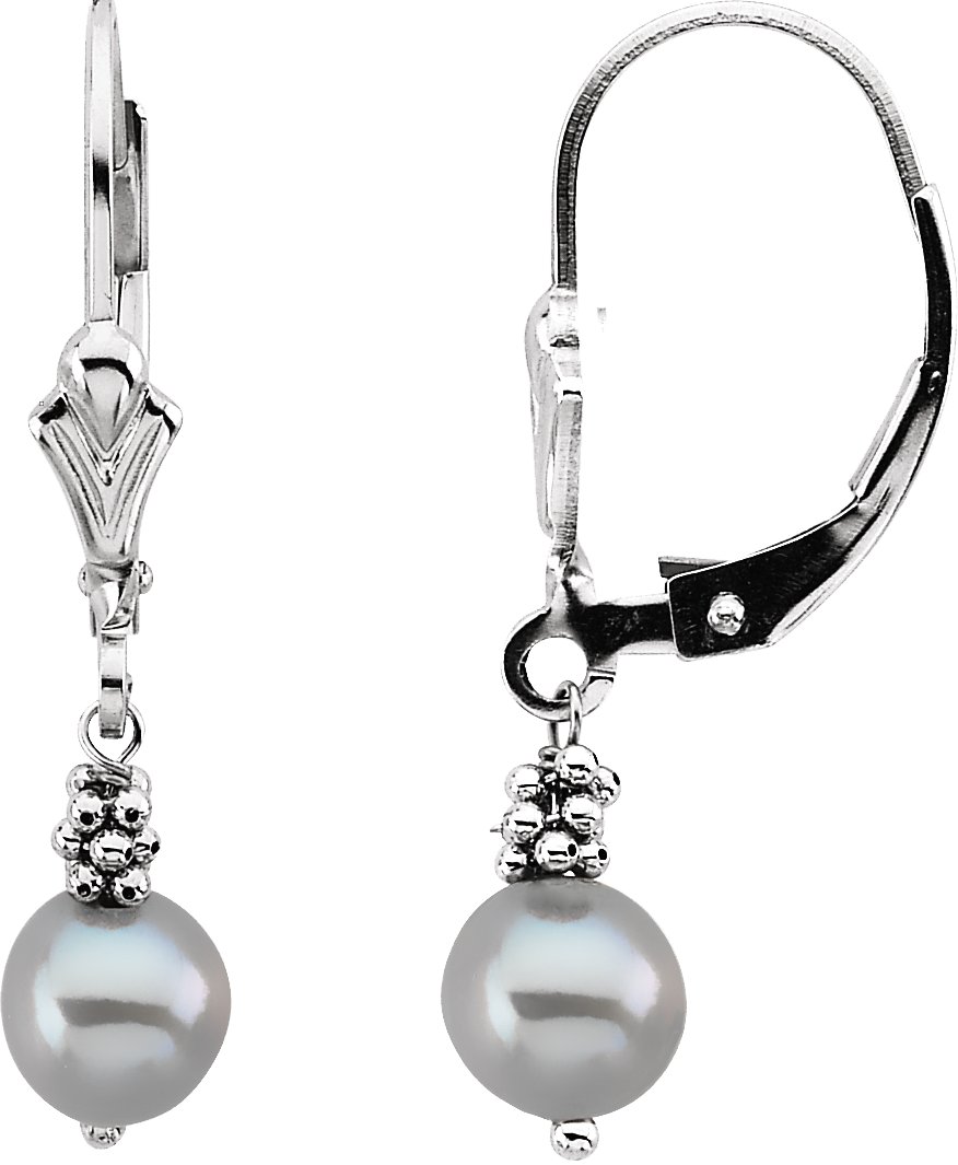 Gray Freshwater Cultured Pearl Earrings 5.5 to 6mm Ref 280143