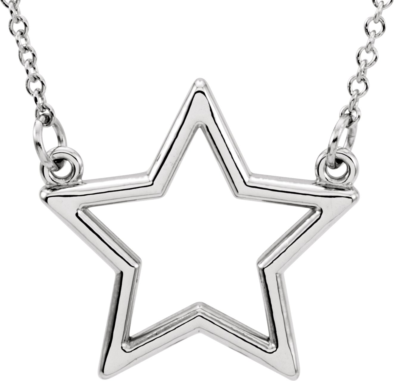 14K White Star 16" Necklace 
