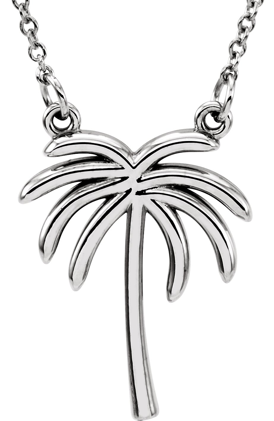 14K White Palm Tree 16 1/2" Necklace