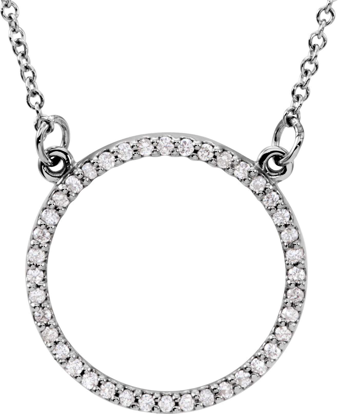 14K White 1/6 CTW Natural Diamond Circle 16 Necklace