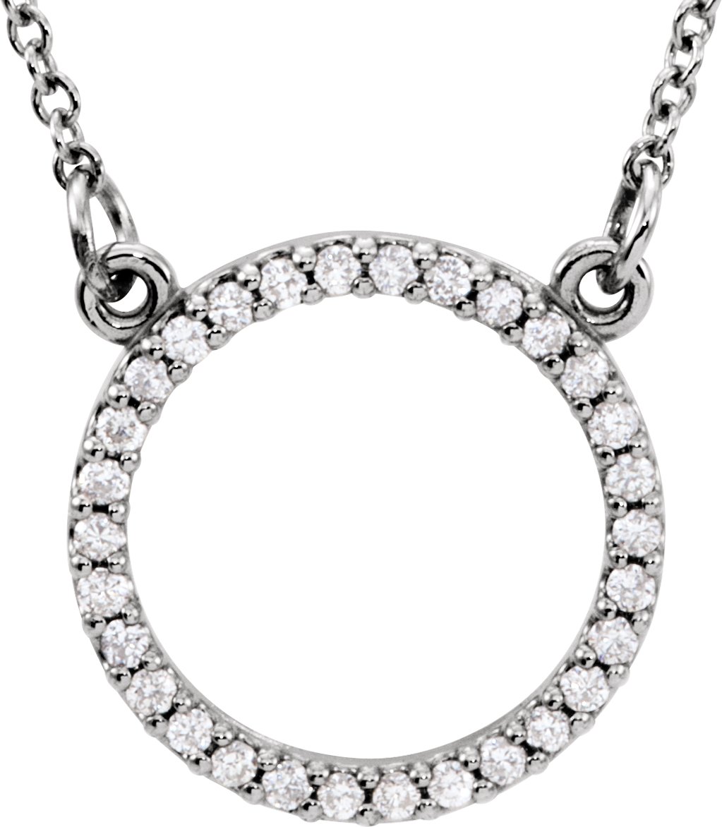 14K White 1/8 CTW Natural Diamond Circle 16 Necklace