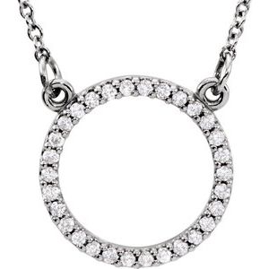 14K White 1/8 CTW Natural Diamond Circle 16" Necklace