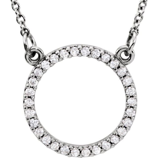 14K White 1/8 CTW Diamond 16" Necklace