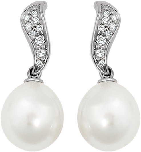 Paspaley South Sea Pearl and Diamond Earrings 11mm .2 CTW Ref 248887