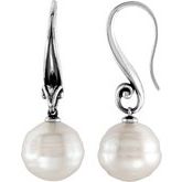 Sterling Silver & 14K White South Sea Cultured Pearl Earrings 