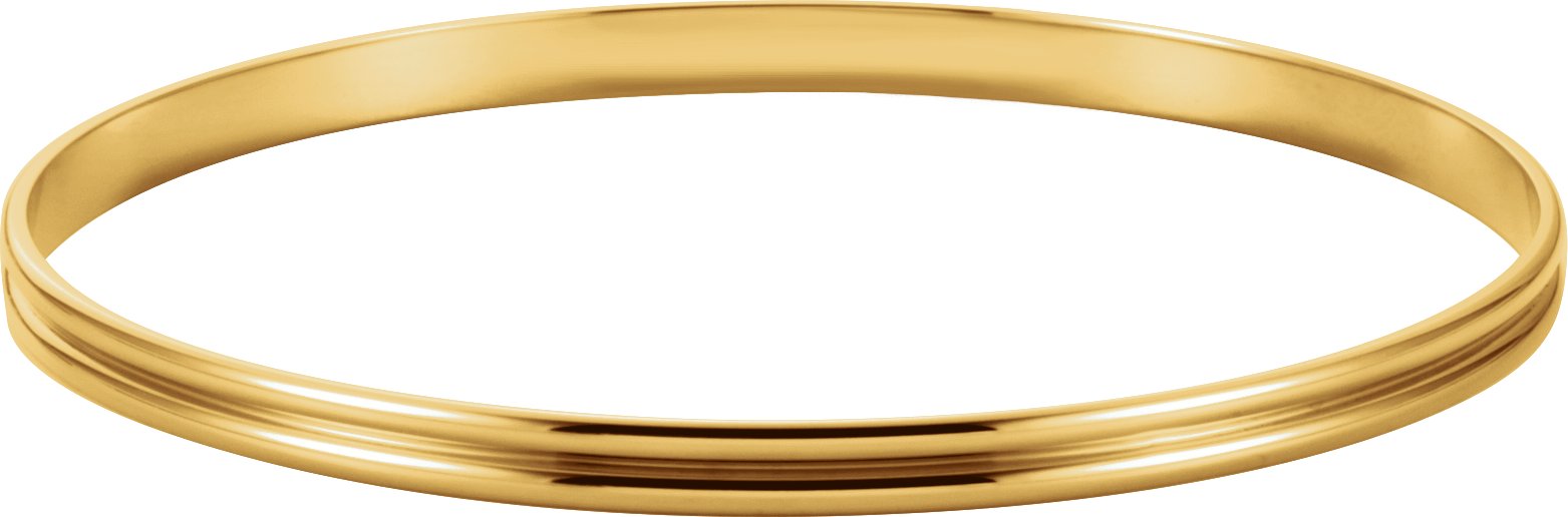 14K Yellow 4 mm Grooved Bangle 8" Bracelet  