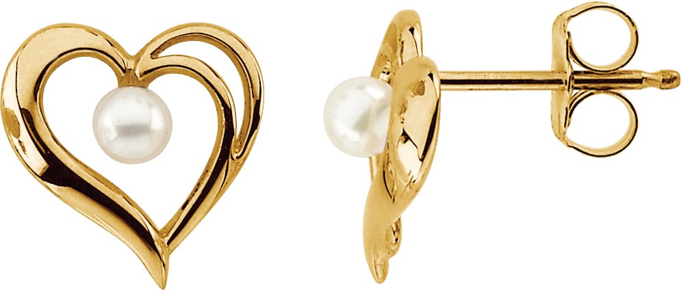 Akoya Cultured Pearl Heart Earrings 3mm Ref 215686