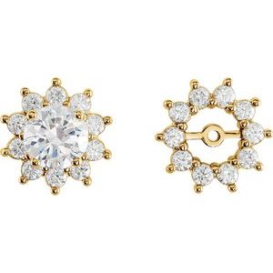14K Yellow 3/4 CTW Natural Diamond Earring Jackets with 5mm ID