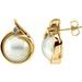 14K Yellow Cultured White Mabe Pearl & 1/8 CTW Natural Diamond Earrings