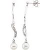 14K White Freshwater Cultured Pearl and .07 CTW Diamond Earrings Ref. 1740629
