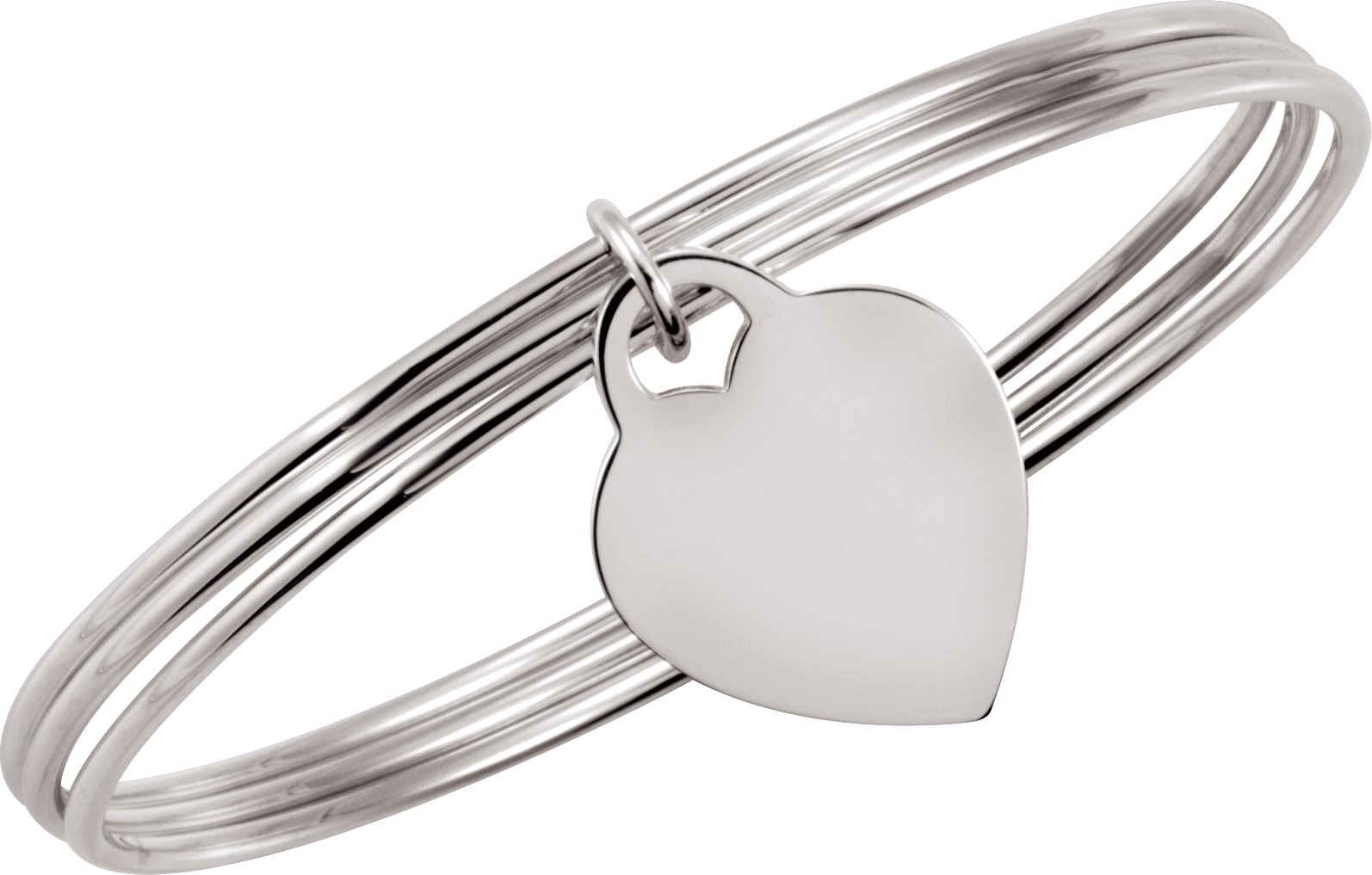 Sterling Silver Heart Charm Bangle 8 Bracelet 