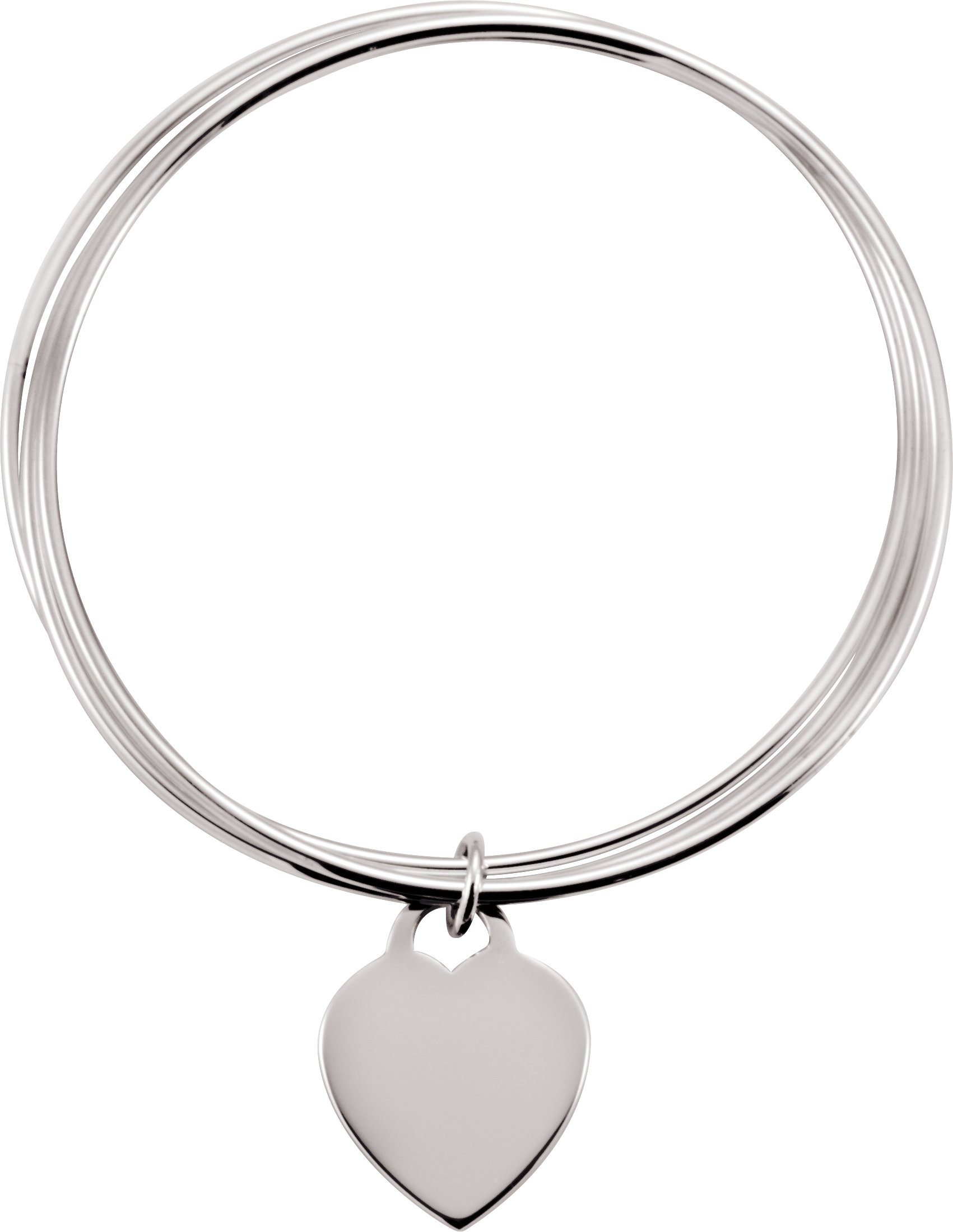 Sterling Silver Heart Charm Bangle 8 Bracelet