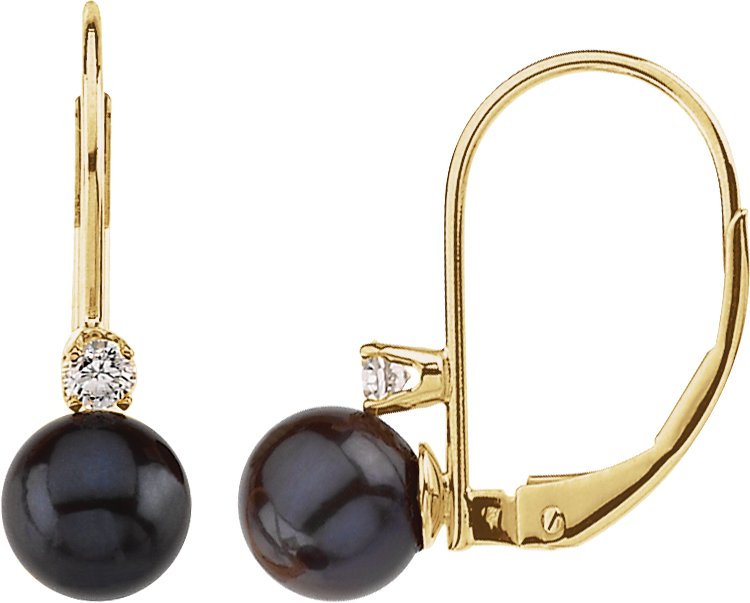14K Yellow Akoya Cultured Pearl and .10 CTW Diamond Lever Back Earrings Ref. 1866327