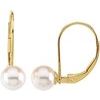 14K Yellow 6 mm Round Akoya Cultured Pearl Lever Back Earrings Ref. 1878467