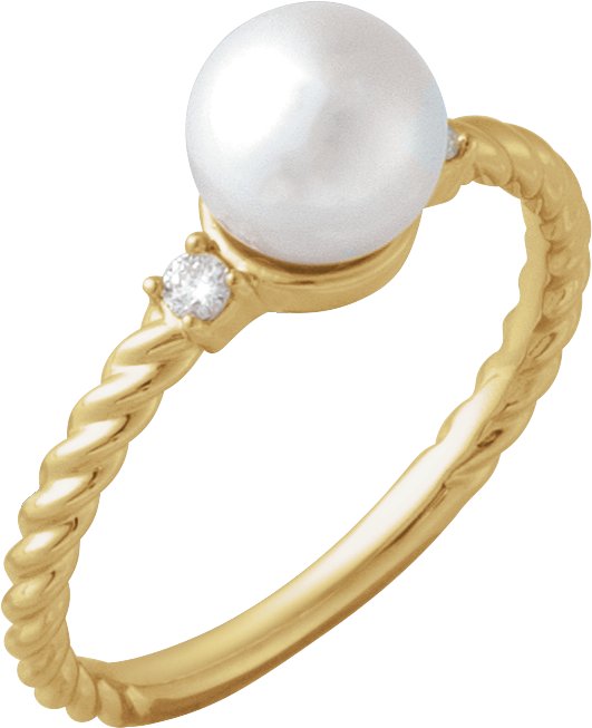 Accented Rope Pearl Ring