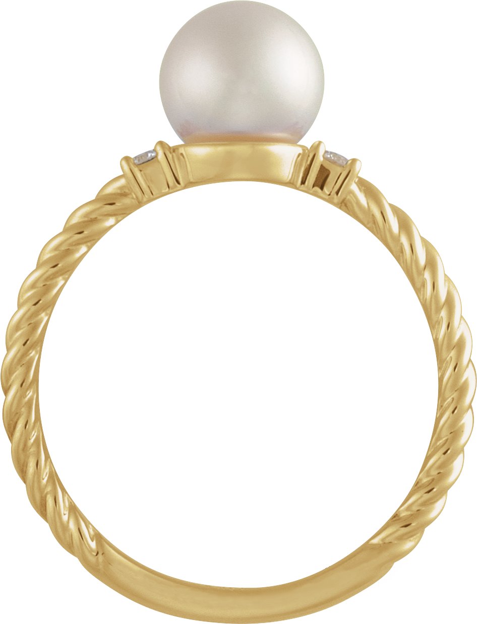 Alternative view of Accented Rope Pearl Ring