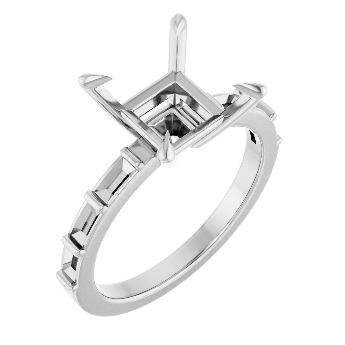 Claw-Prong Accented Engagement Ring
