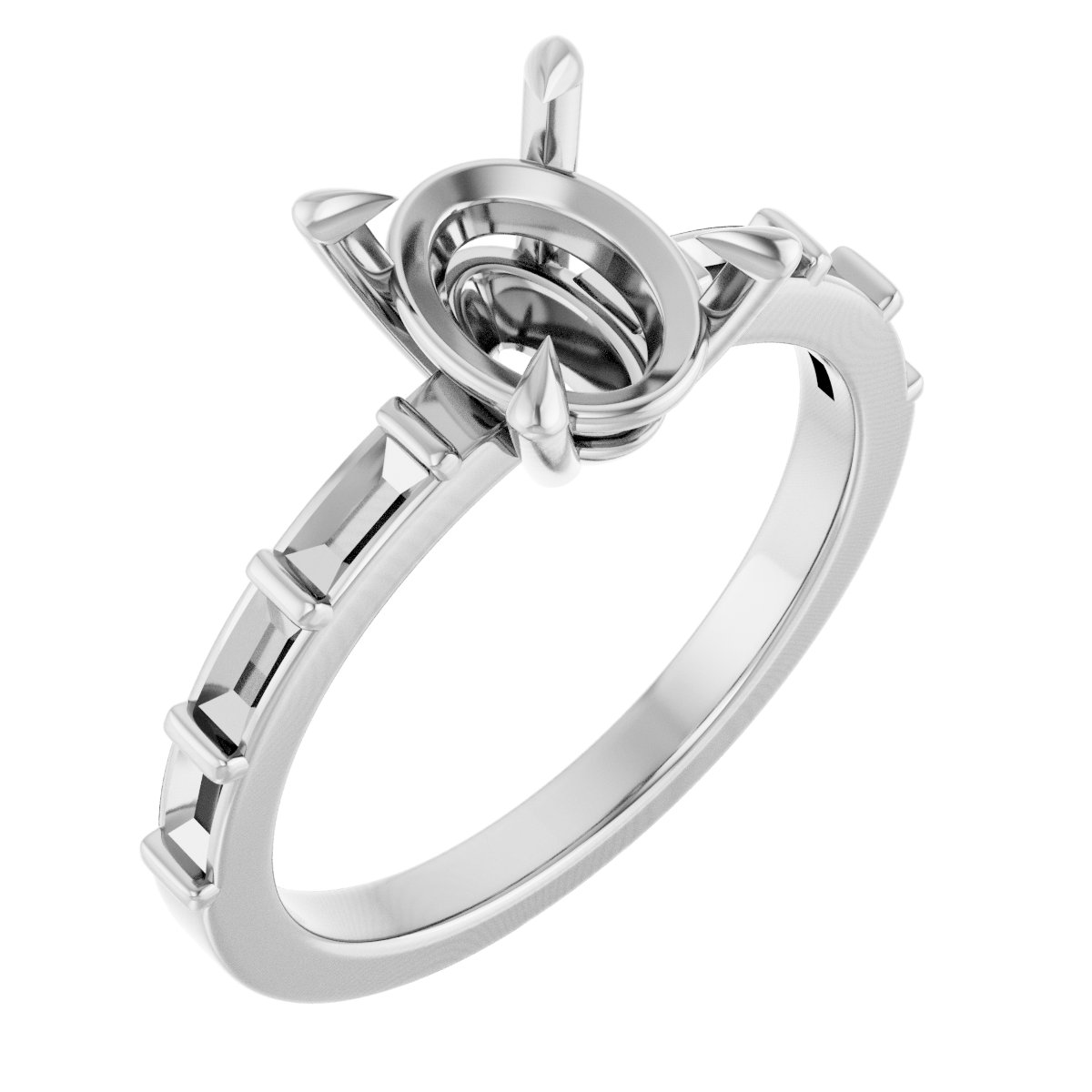Claw-Prong Accented Engagement Ring