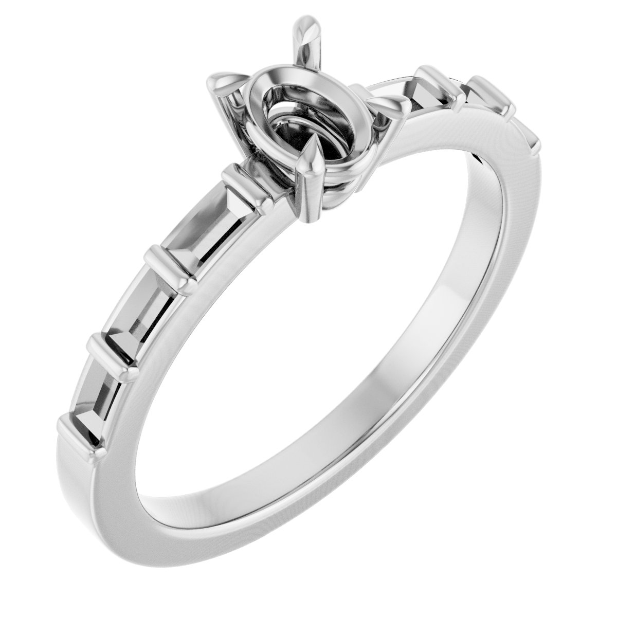 Claw-Prong Accented Engagement Ring