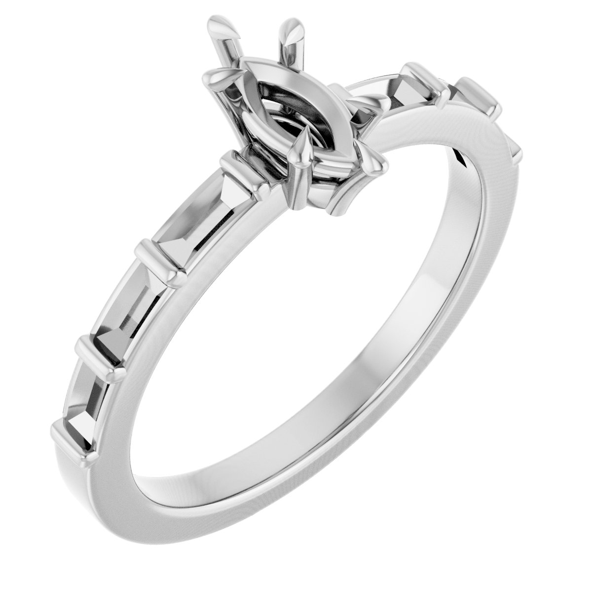 Claw-Prong Accented Engagement Ring
