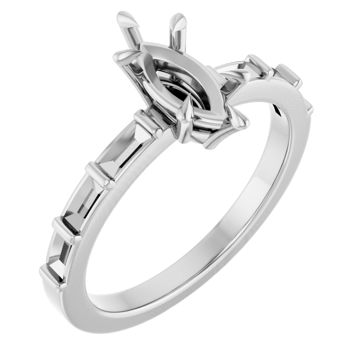 Claw-Prong Accented Engagement Ring