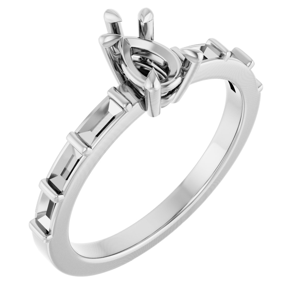 Claw-Prong Accented Engagement Ring